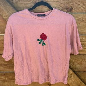 Oversized Brandy Melville rose embroidered shirt🌹